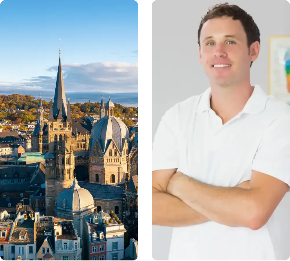 Physiotherapeut + Bild von der Stadt Aachen