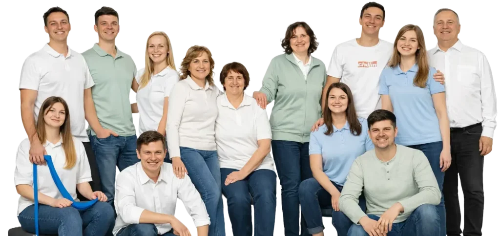 Fröhliche Gruppe von Physiotherapeuten